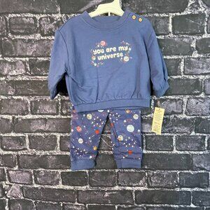 Cat & Jack 6-9 Months "You Are My Universe" Space Planets Top & Pant Set